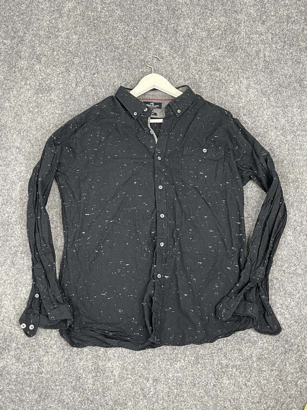 Michael Brandon Shirt Mens Large Button Up Black Tie Dye Long Sleeve N224